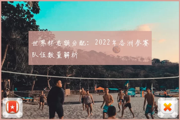 世界杯名额分配：2022年各洲参赛队伍数量解析